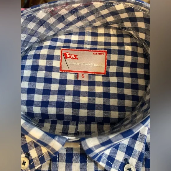 NWT PENNINGTON\BAILES MENS BUTTON DOWN OXFORD SIZE SMALL IN NAVY/WHITE GINGHAM - Picture 3 of 6
